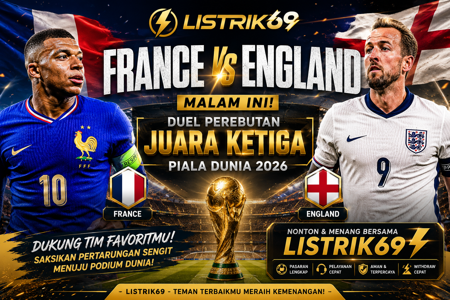 banner France vs England malam ini